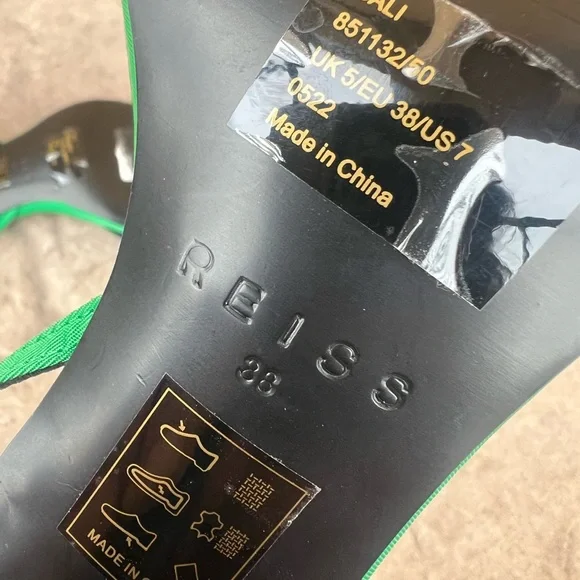 Reiss Bali Emerald Green Midi Heels Strappy Sandals size EU 38 - Picture 13 of 16